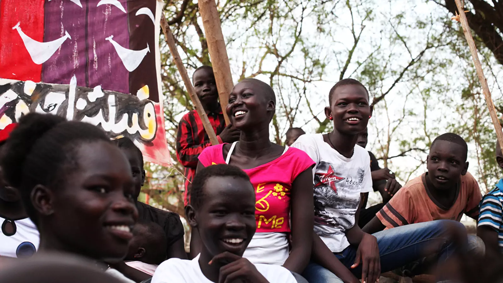 Young South Sudanese attend an open mic event in the capital, Juba.