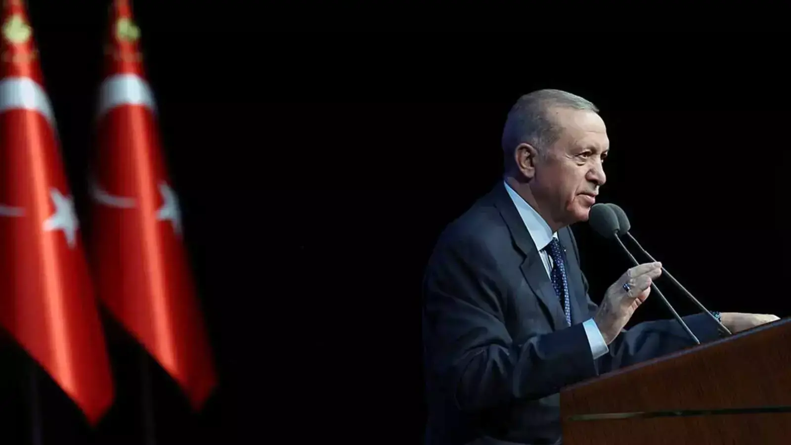 President Recep Tayyip Erdogan delivers remarks at a youth organization’s convention in Ankara, Turkey.