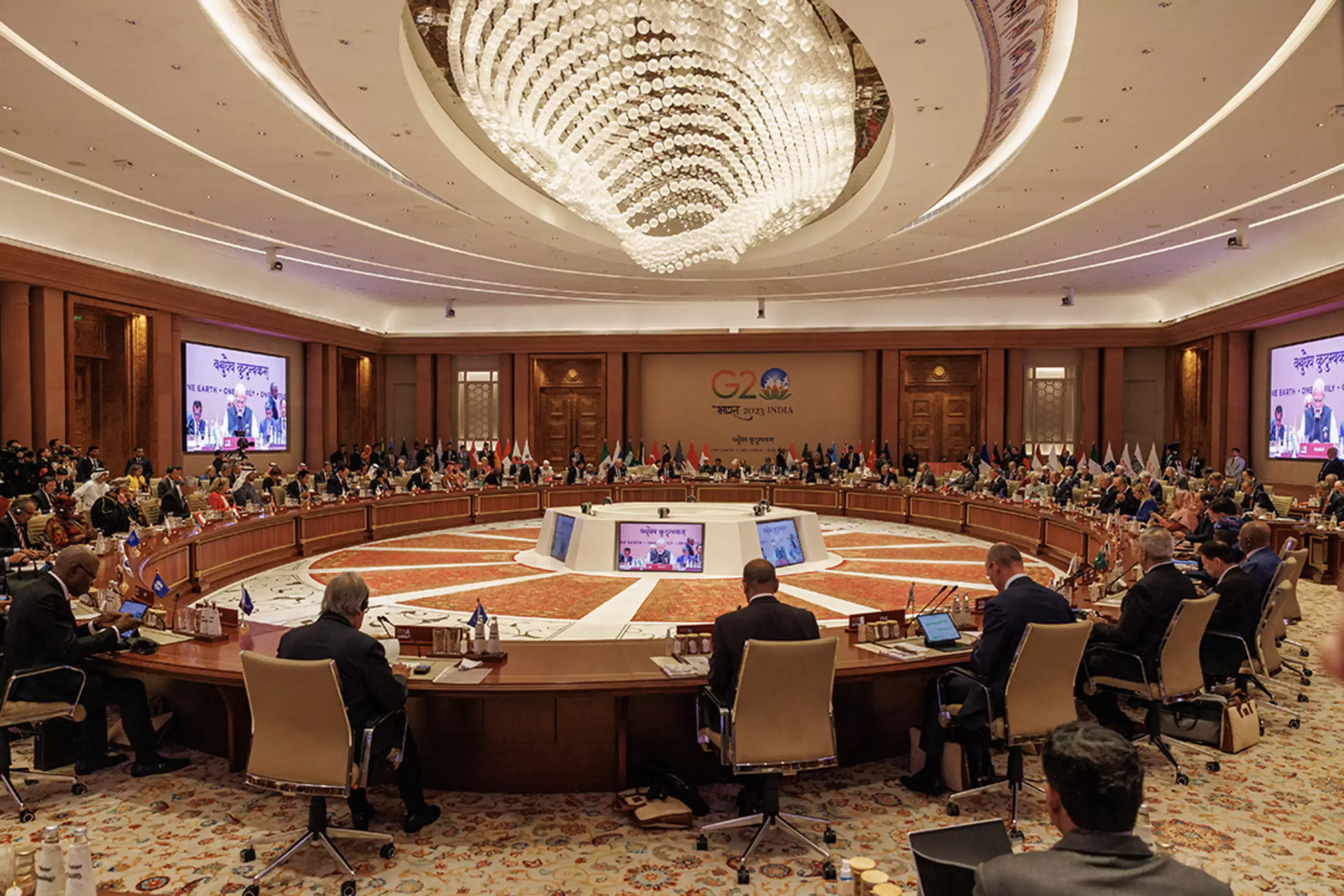 World leaders meet at the 2023 G20 summit in New Delhi, India.