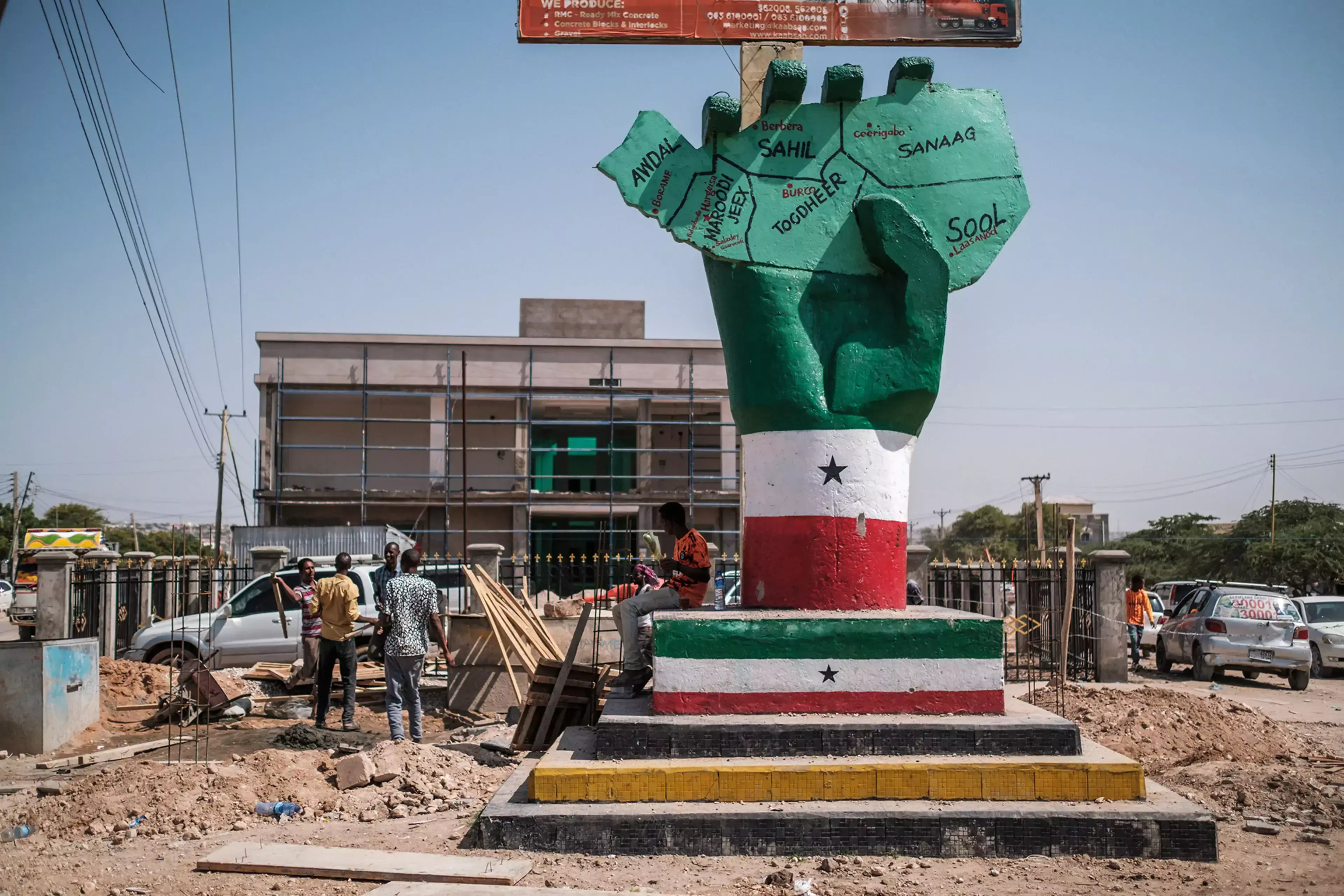 Somaliland’s Independence Monument in Hargeisa depicts a hand holding a map of the area.
