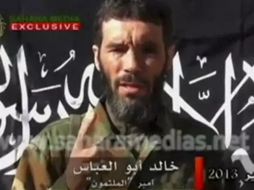 Veteran jihadist Mokhtar Belmokhtar speaks in this undated still image taken from a video released by Sahara Media on January 21, 2013. 