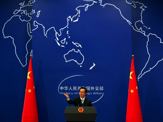 China's Foreign Ministry spokesman Hong Lei asks journalists for questions during a news conference in Beijing July 7, 2011. Hong largely avoided commenting on U.S. claims that online censorship is a barrier to trade. (David Gray/Reuters)