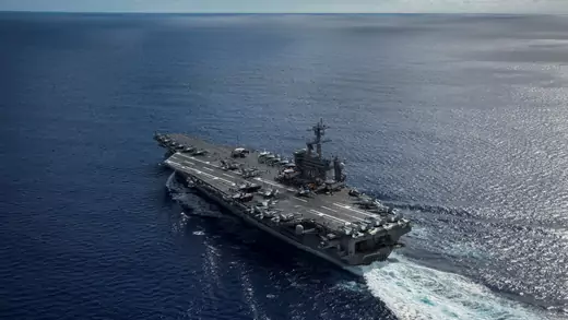 The U.S. Navy aircraft carrier USS Carl Vinson transits the Philippine Sea during a bilateral exercise with the Japan Maritime Self-Defense Force.