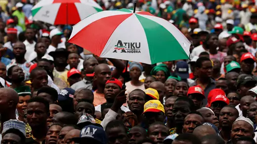 Supporters of the People's Democratic Party attend a rally in Lagos, Nigeria.