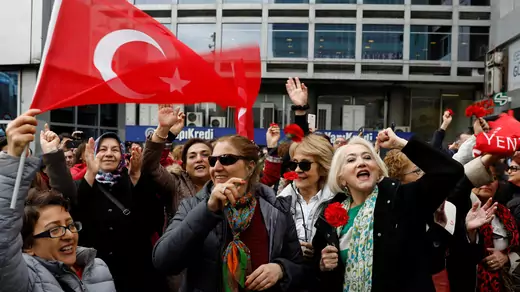 Supporters of Republican People's Party (CHP) celebrate on a main square in Ankara, Turkey, April 1, 2019