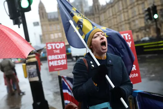Anti-Brexit demonstrators protest in London.