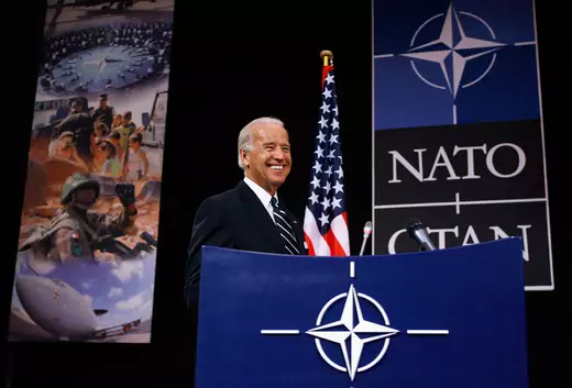 U.S. Vice President Joe Biden arrives for a news conference at NATO headquarters in Brussels March 10, 2009.