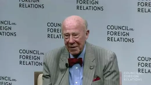 George P. Shultz speaking at a CFR event