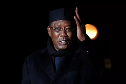 Chad's President Idriss Deby arrives to attend a visit and a dinner at the Orsay Museum in Paris