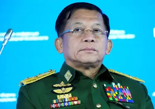 Commander-in-Chief of Myanmar's armed forces, Senior General Min Aung Hlaing, attends the IX Moscow conference on international security in Moscow, Russia, on June 23, 2021.