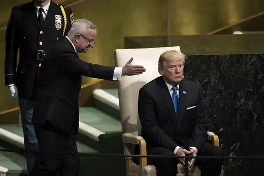 Trump waits to address the UN General Assembly in New York.