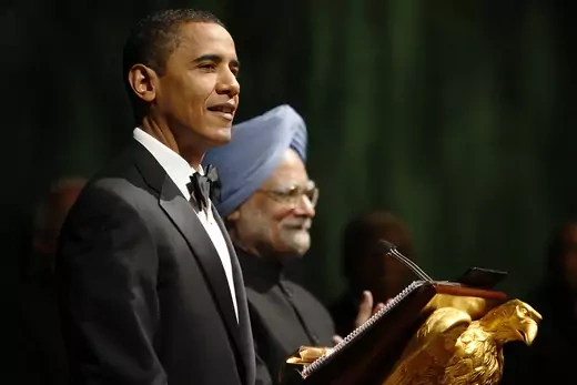  President Barack Obama with Indian Prime Minister Manmohan Singh at a state dinner. 