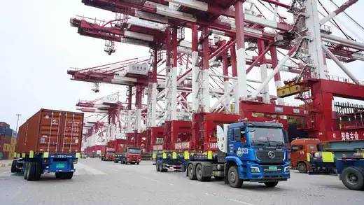 The Qingdao Qianwan Container Terminal in Qingdao, China, on May 9, 2023.