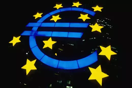 Illuminated Euro Symbol With Yellow Stars