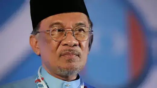 Malaysian Prime Minister Anwar Ibrahim at the general assembly of the People’s Justice Party.