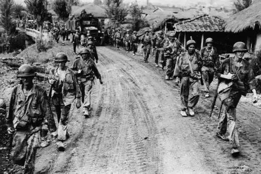 American troops withdrawing from Yongsan in Korea.