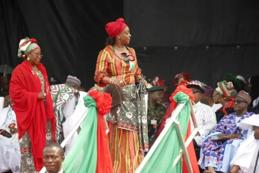 Nigeria's Petroleum Minister Diezani Alison-Madueke (C) attends the flag-off for Nigeria's President Goodluck Jonathan's campaign for a second term in office, in Lagos January 8, 2015. 
