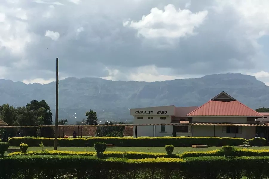 The former Casualty Department of Mbale Regional Referral Hospital with the backdrop of Wanale Hill in Mbale, Uganda, taken September 2, 2016. 