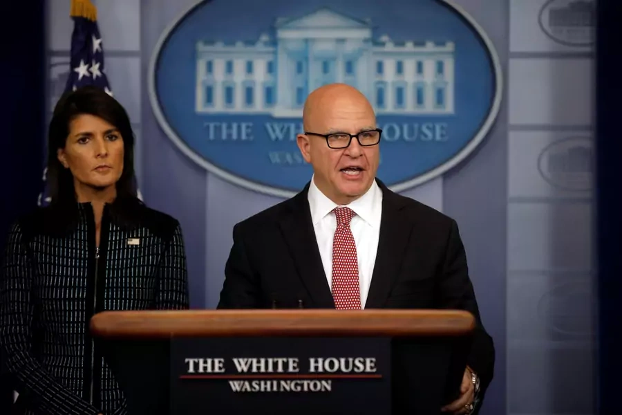 National Security Advisor H.R. McMaster speaks during the daily briefing accompanied by U.S. Ambassador to the UN, Nikki Haley at the White House in Washington, DC, September 15, 2017.