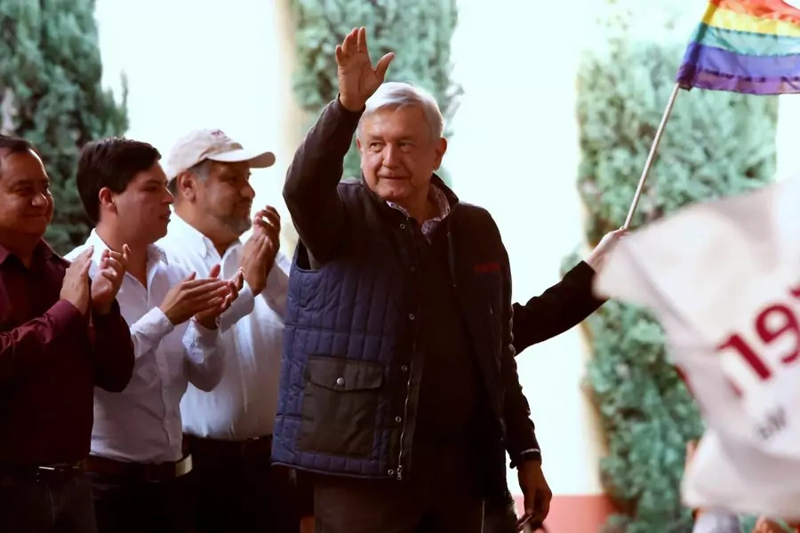 Mexican presidential candidate Andres Manuel Lopez Obrador of the National Regeneration Movement (MORENA) gestures to supporters during a pre-campaign rally in Mexico City, Mexico December 17, 2017. 