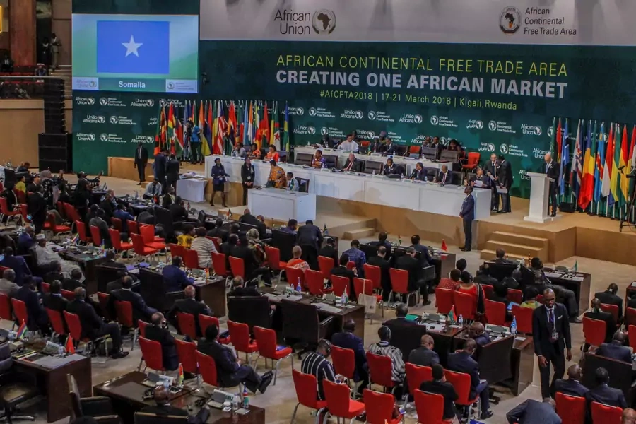 African leaders attend a meeting to sign a free trade deal that would create a liberalized market for goods and services across the continent, in Kigali, Rwanda March 21, 2018. 