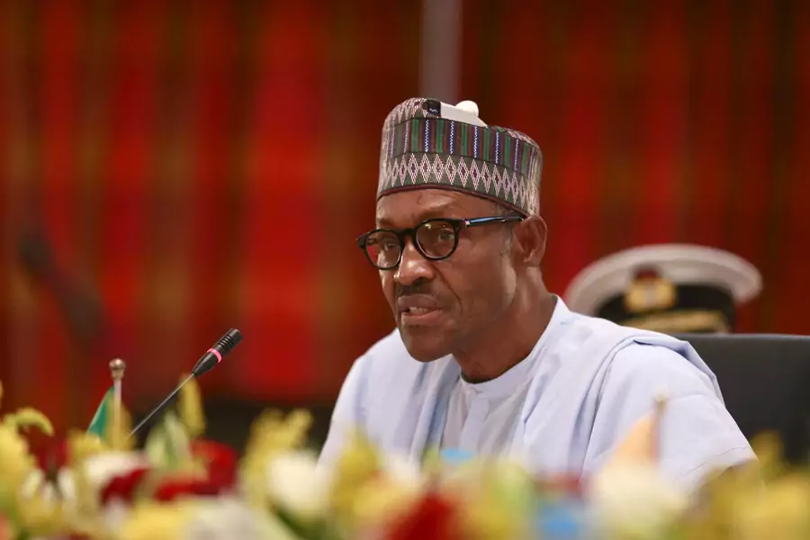 Nigeria's President Muhammadu Buhari speaks at the Summit of Heads of State and Governments of the Lake Chad Basin Commission at Nnamdi Azikiwe International Airport Abuja, Nigeria June 11, 2015.