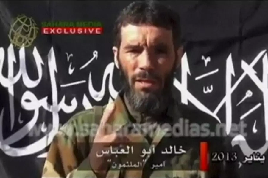 Veteran jihadi Mokhtar Belmokhtar speaks in this undated still image taken from a video released by Sahara Media on January 21, 2013.