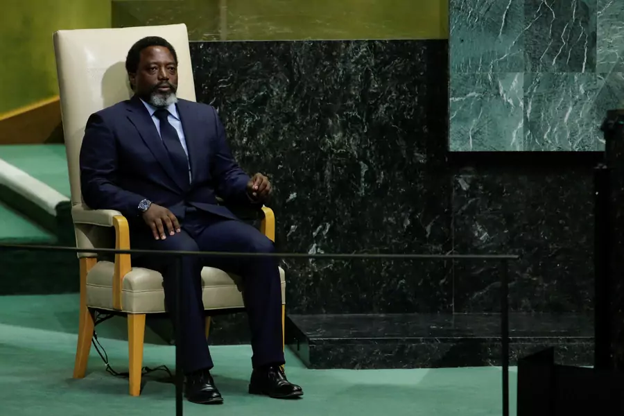 President Joseph Kabila of the Democratic Republic of the Congo sits in the chair reserved for heads of state before addressing the 72nd United Nations General Assembly at UN headquarters in New York, September 23, 2017. 