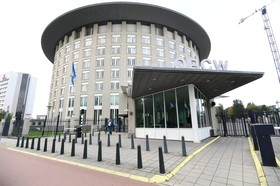 The building of the Organization for the Prohibition of Chemical Weapons (OPCW) is pictured in The Hague, Netherlands on October 4, 2018. 