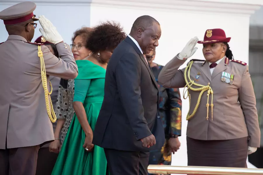 South African President Cyril Ramaphosa arrives to deliver his State of the Nation address at Parliament in Cape Town, South Africa February 7, 2019.
