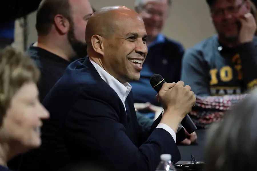 Cory Booker speaks during a town hall meeting in Carroll, Iowa. Elijah Nouvelage/REUTERS