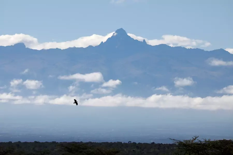 Mount Kenya is seen from the Ol Pejeta Conservancy in Laikipia national park, Kenya, May 22 , 2019.