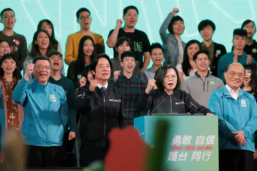 Taiwan President Tsai Ing-wen and the Democratic Progressive Party's (DPP) vice presidential candidate William Lai attend the final campaign rally ahead of the elections in Taipei, Taiwan on January 10, 2020.