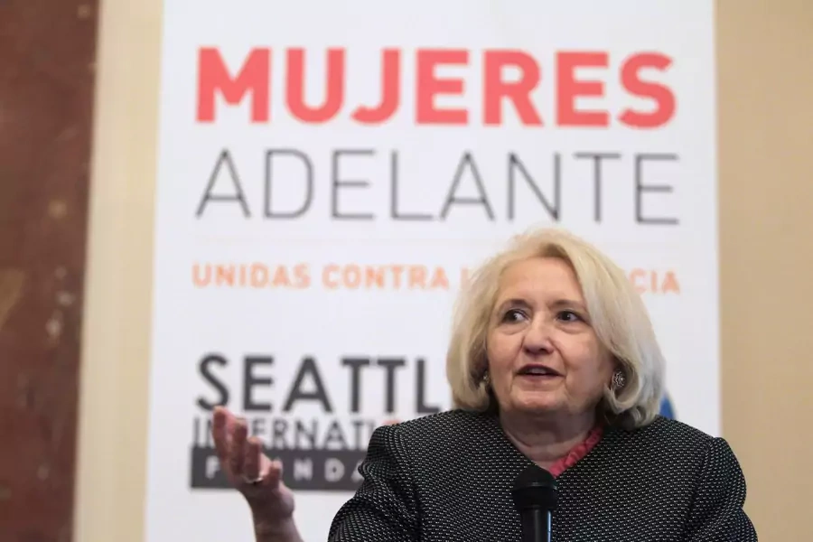 Melanne Verveer, then U.S. Ambassador-at-Large for Global Women's Issues, speaks at the launch of Mujeres Adelante (Women Moving Forward), an initiative to combat gender-based violence. Guatemala City, Guatemala. October 19, 2012. 