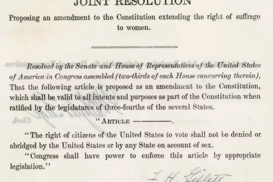 The Nineteenth Amendment of the U.S. Constitution. National Archives  
