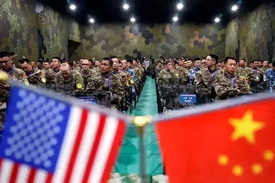 U.S. Army and China's People's Liberation Army military personnel attend a closing ceremony of an exercise of "Disaster Management Exchange" near Nanjing, Jiangsu province in China on November 17, 2018. 