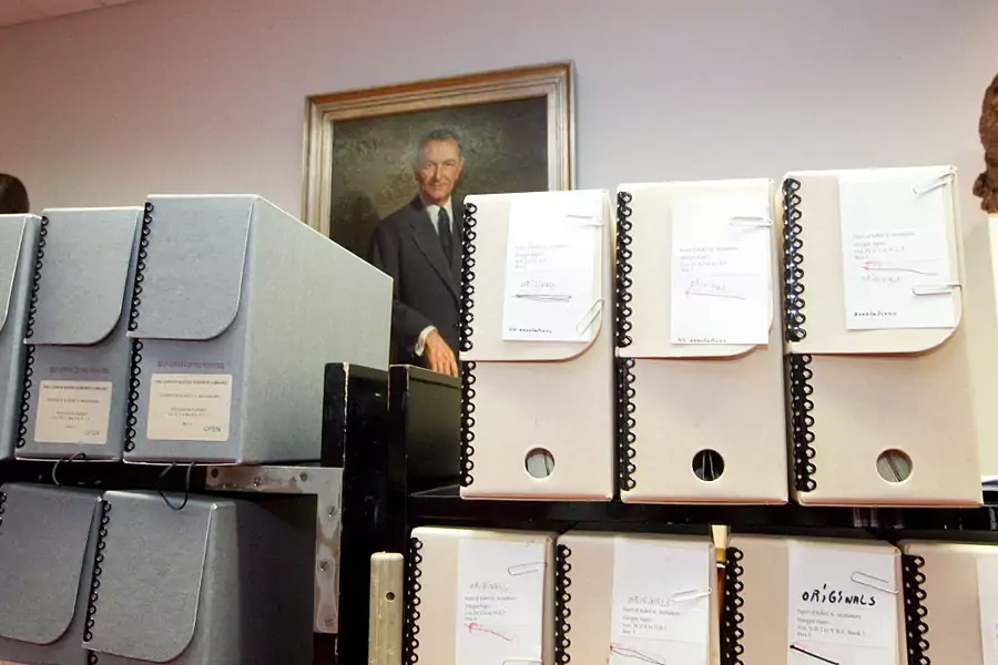 The LBJ Presidential Library in Austin, Texas, displays an original set of the Pentagon Papers. 