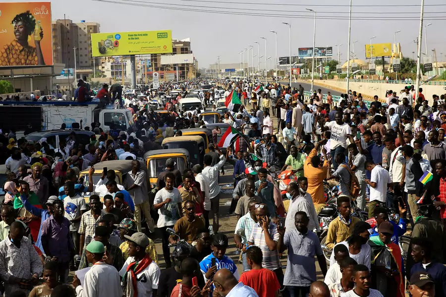 Demonstrators protest against prospect of military rule in Khartoum, Sudan on October 21, 2021.