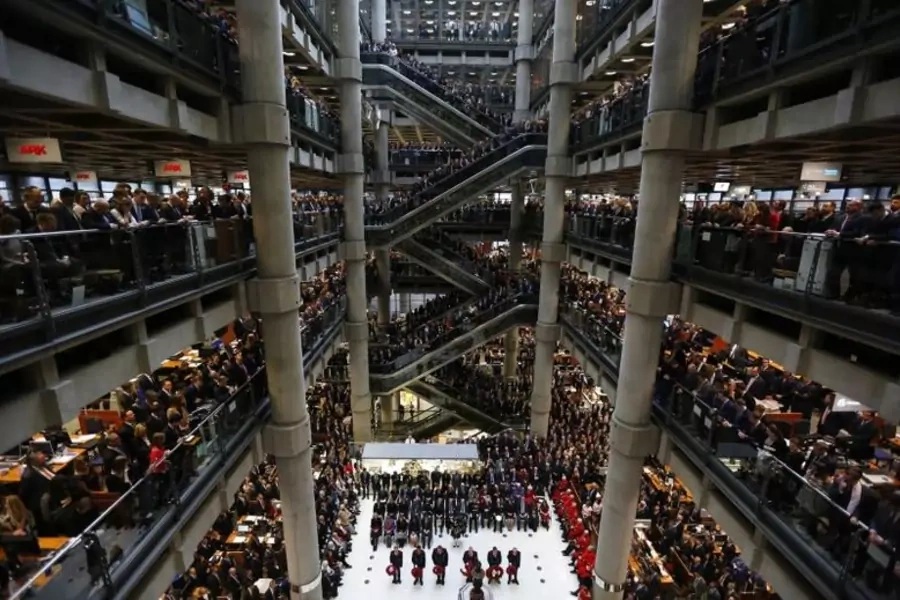 Lloyd's of London staff during their annual Armistice Day service in 2016.