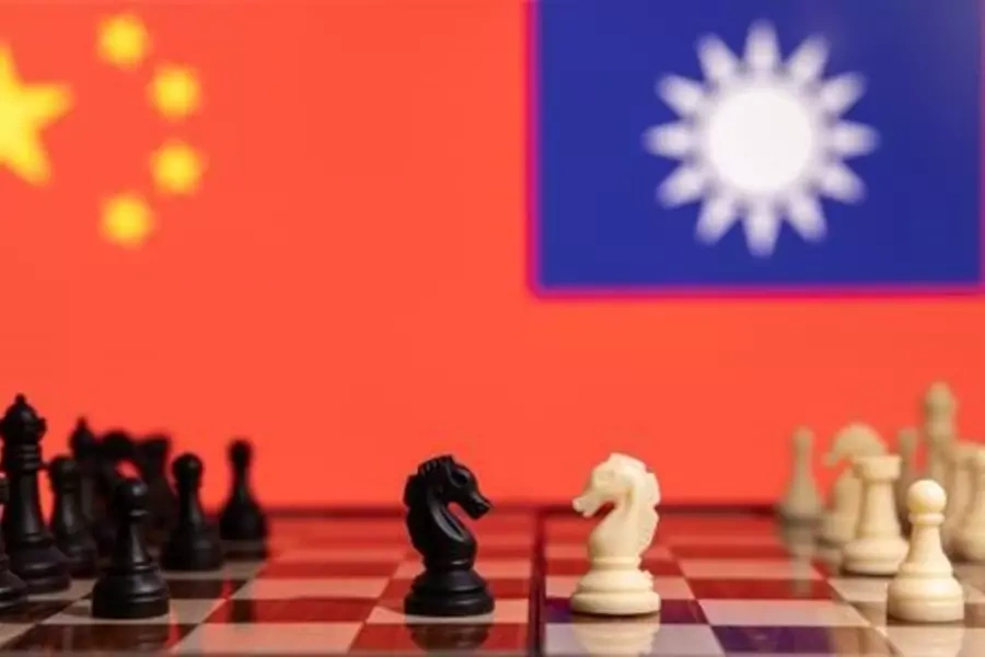 Chess pieces mimicking tensions between China and Taiwan.