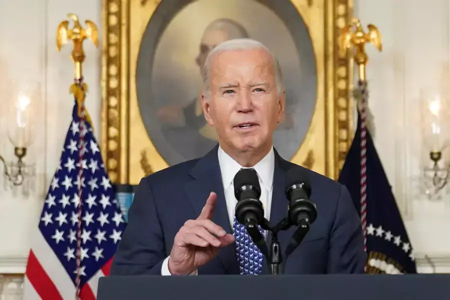 President Joe Biden speaks at a press conference at the White House on February 8, 2024. 