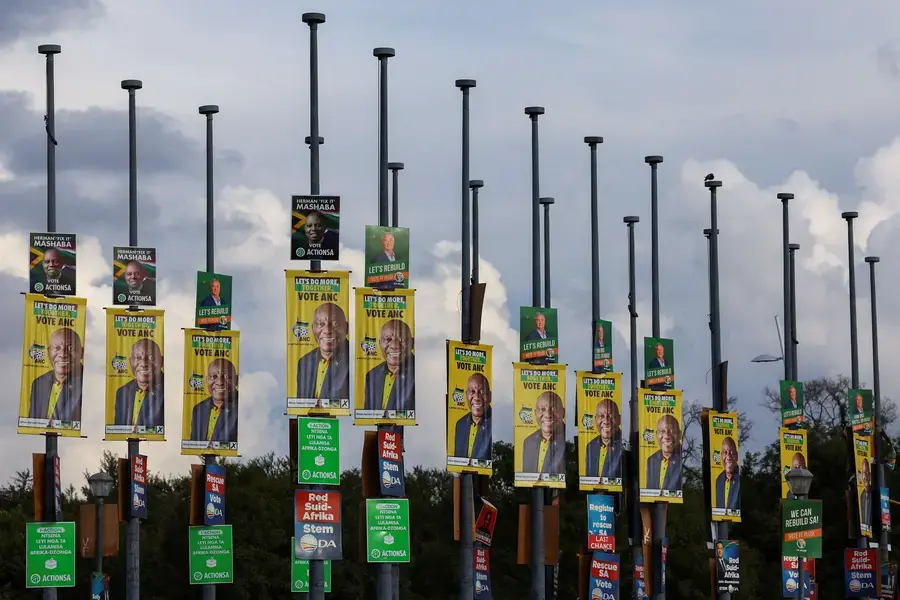 Election posters of different political parties are shown as South Africa prepares for national and provincial elections, in Pretoria, South Africa on April 5, 2024.