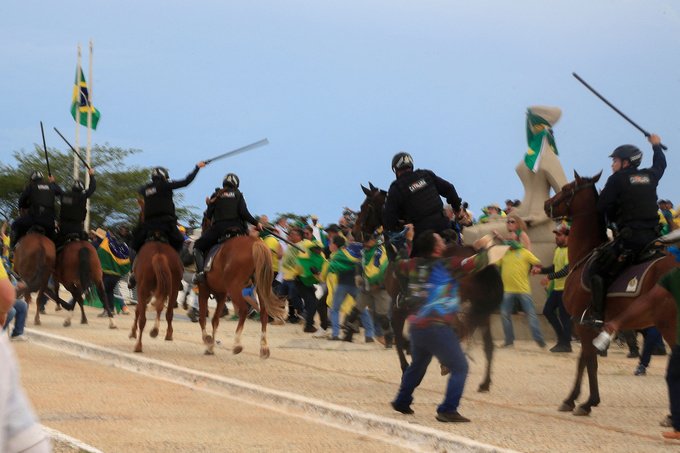 Supporters of Brazilian former President Jair Bolsonaro clash with riot police