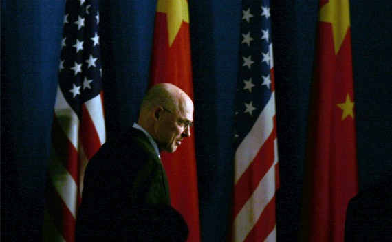 U.S. Treasury Secretary Henry Paulson leaves after making closing statements after the 5th U.S.-China Strategic Economic Dialogue in Beijing, December 5, 2008. (Jason Lee/Courtesy Reuters)