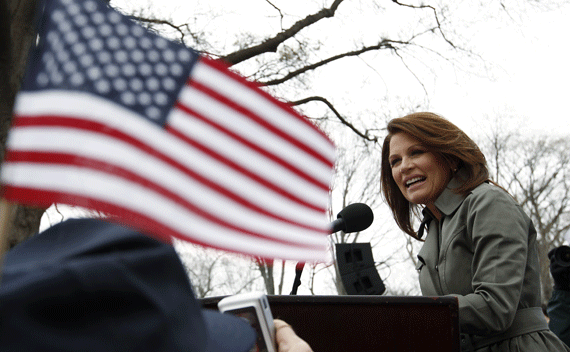 Congresswoman  Michele Bachmann speaks at a rally on Capitol Hill on March 31, 2011. (Kevin Lamarque/courtesy Reuters)