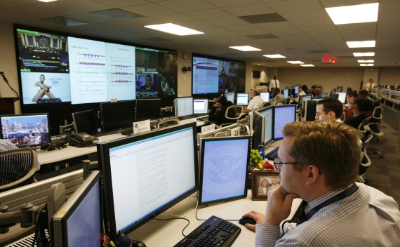 U.S. Department of Homeland Security analysts work at the National Cybersecurity & Communications Integration Center in Arlington, Virginia, on May 10, 2010 (Hyungwon Kang/Courtesy Reuters).