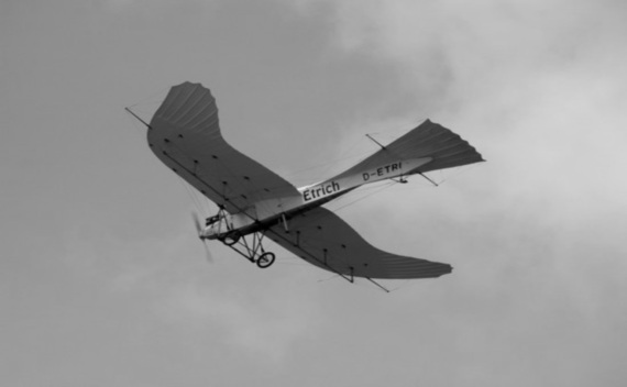 A replica of the Taube airplane that Lieutenant Gavotti piloted in 1911.