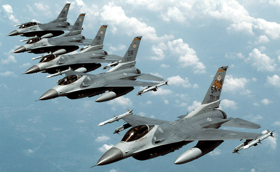 Five U.S. Air Force F-16 
