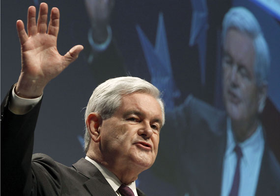 Newt Gingrich addresses the 38th annual CPAC meeting in Washington