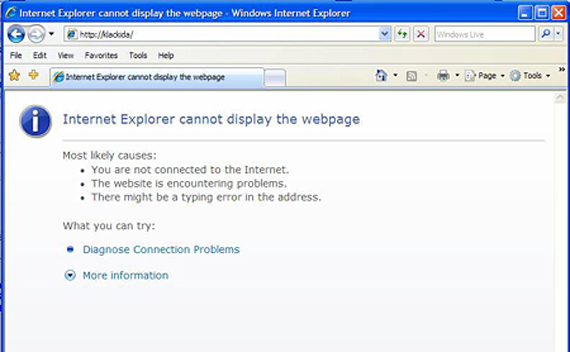 Internet Explorer 7 Error Page
